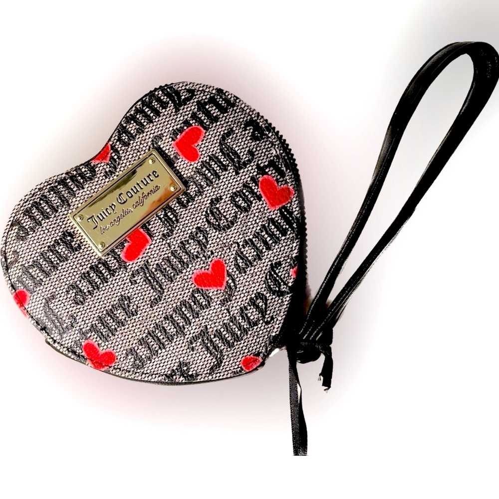 JUICY COUTURE Heart Shaped Black White Red Pink Wristlet Purse